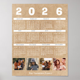  Personalized 2026 Calendar Family Photo Collage Poster