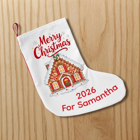 Personalized 2026 Christmas House Stocking  Kleine Kerstsok