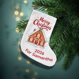Personalized 2026 Christmas House Stocking  Kleine Kerstsok