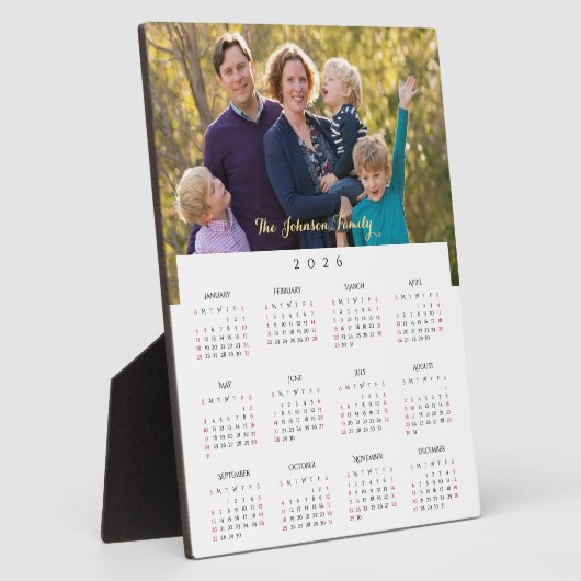 Personalized 2026 Family Photo Yearly Calendar Fotoplaat (Zijkant)
