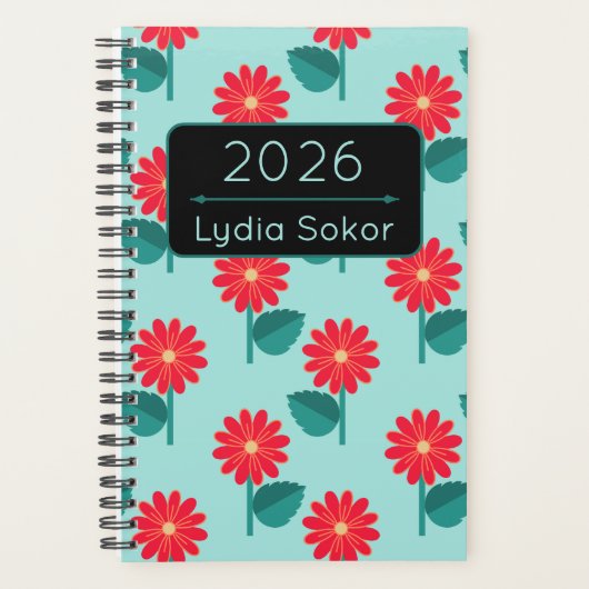 Personalized 2026 Floral Planner Notebook (Voorkant)