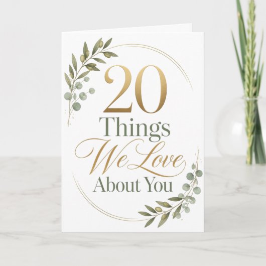 Personalized 20 Things We Love About You Gift Kaart (Voorkant)