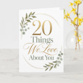 Personalized 20 Things We Love About You Gift Kaart (Gele Bloem)