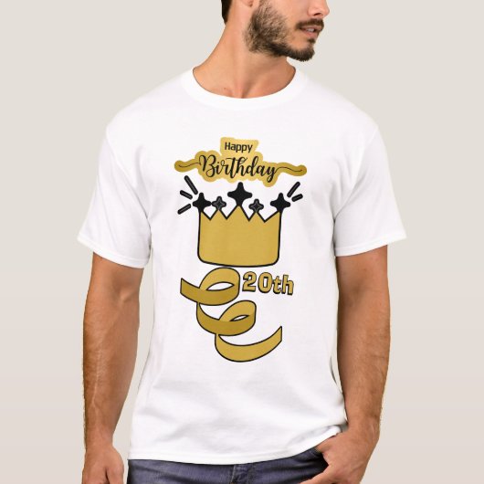  Personalized 20th Birthday King Crown Design T-shirt (Voorkant)