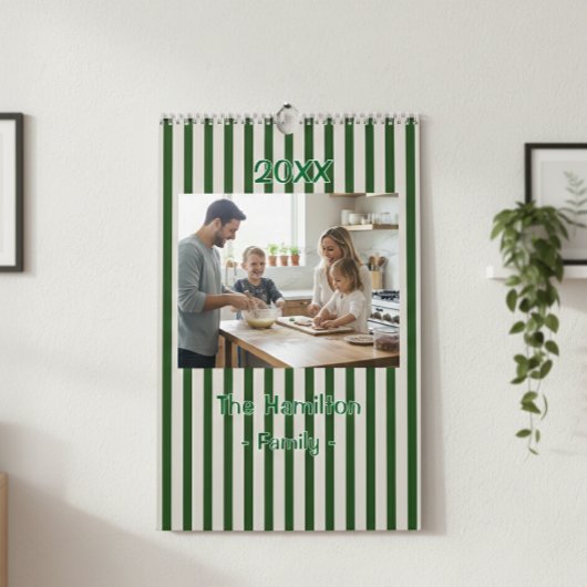 Personalized 20XX Wall Calendar - Green Striped  Kalender