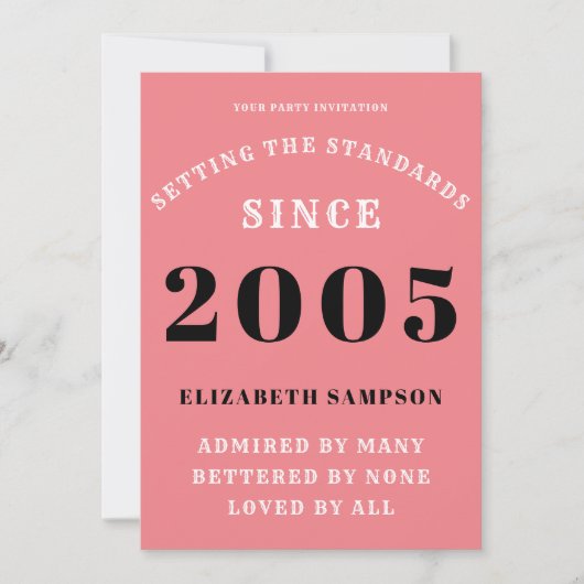 Personalized 21st Birthday 2005 Add Your Name Pink Kaart (Voorkant)