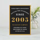 Personalized 21st Birthday 2005 Elegant Black Gold Kaart (Staand voorkant)