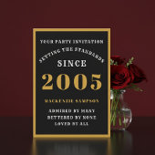 Personalized 21st Birthday 2005 Elegant Black Gold Kaart