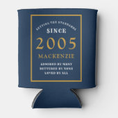 Personalized 21st Birthday 2005 Elegant Blue Gold Blikjeskoeler (Voorkant)