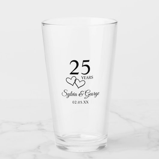 Personalized 25th Anniversary Gift Elegant Modern Glas (Voorkant)