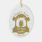 Personalized 25th Anniversary Gift Keepsake Keramisch Ornament (Rechts)
