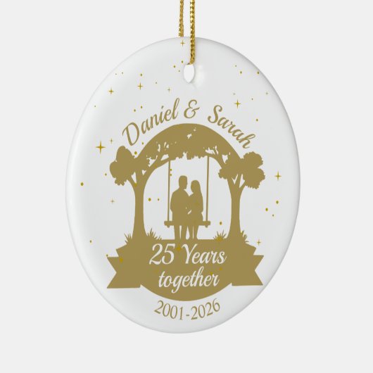 Personalized 25th Anniversary Gift Keepsake Keramisch Ornament (Rechts)