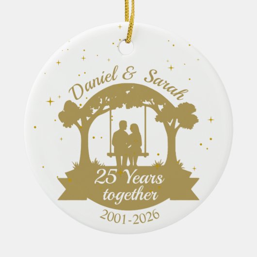 Personalized 25th Anniversary Gift Keepsake Keramisch Ornament (Voorkant)