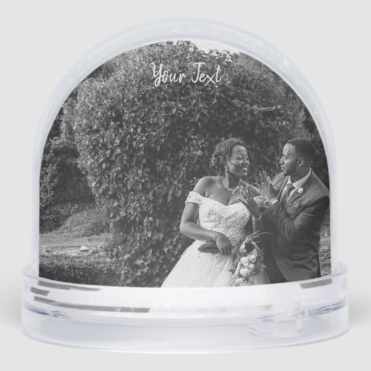 Personalized 2 Photo & Custom Text Template Sneeuwbol (Achterkant)