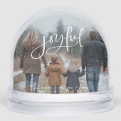 Personalized 2 Photo Family Joyful Christmas Sneeuwbol (Voorkant)