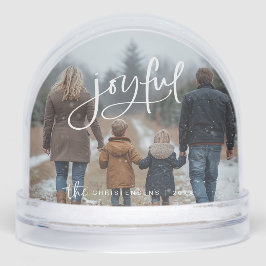 Personalized 2 Photo Family Joyful Christmas Sneeuwbol