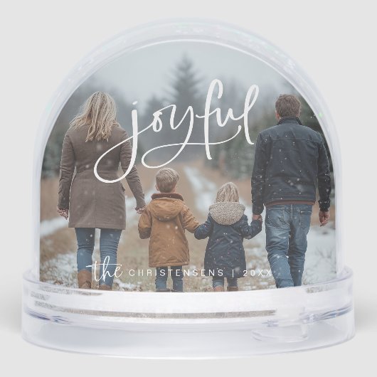 Personalized 2 Photo Family Joyful Christmas Sneeuwbol (Achterkant)