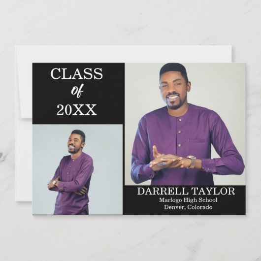 Personalized 2-Photo Graduation Announcement Aankondiging (Voorkant)