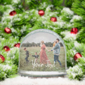 Personalized 2 Photos & Custom Text Template Sneeuwbol (Kerstmis)