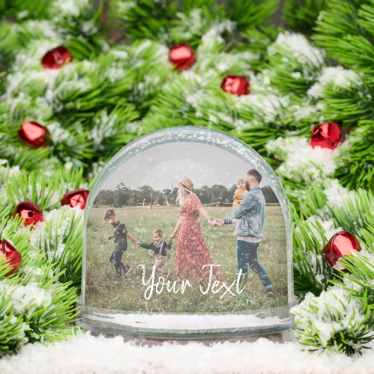 Personalized 2 Photos & Custom Text Template Sneeuwbol (Kerstmis)