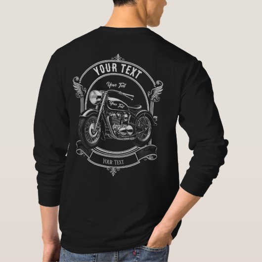 Personalized 2-Sided Biker Skull Motorcycle T-shirt (Achterkant)