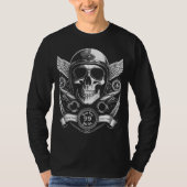 Personalized 2-Sided Biker Skull Motorcycle T-shirt (Voorkant)