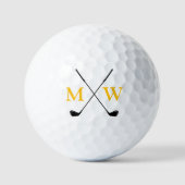 Personalized 2 Yellow Initials Monogram Golfer's Golfballen (Voorkant)