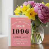 Personalized 30th Birthday 1996 Add Your Name Pink Kaart