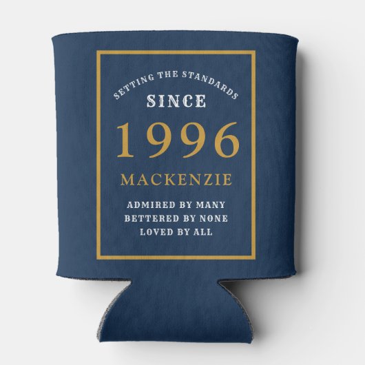 Personalized 30th Birthday 1996 Elegant Blue Gold Blikjeskoeler (Achterkant)