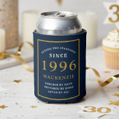Personalized 30th Birthday 1996 Elegant Blue Gold Blikjeskoeler