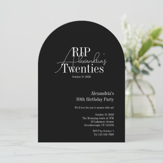 Personalized 30th birthday RIP 20s party Kaart (Staand voorkant)