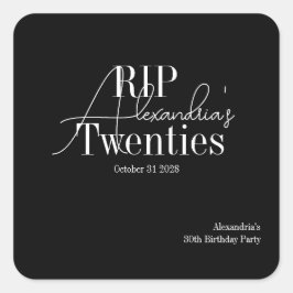 Personalized 30th birthday RIP 20s party Vierkante Sticker