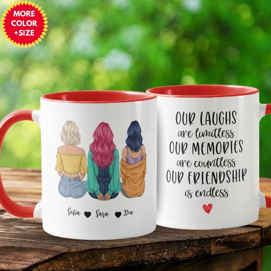 Personalized 3 Best Friends Mug | Custom BFF Gift Mok