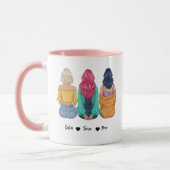 Personalized 3 Best Friends Mug | Custom BFF Gift Mok (Links)