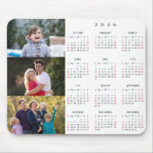 Personalized 3 Photo Collage Family 2026 Calendar Muismat (Voorkant)