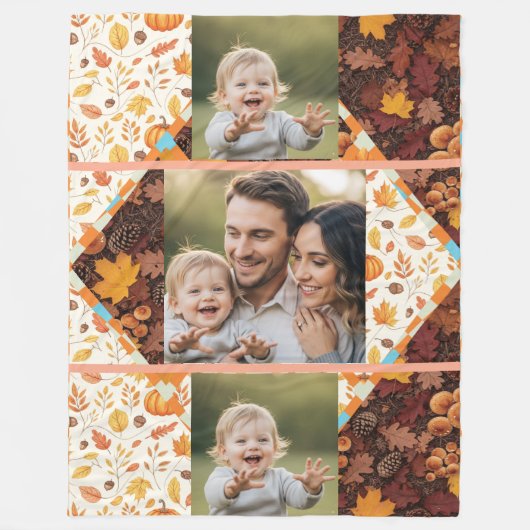 Personalized 3 Photo Fall Family Fleece Deken (Voorkant)