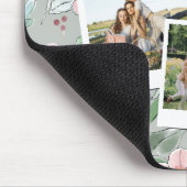 Personalized 3 Photo Green Floral Background  Muismat (Hoek)