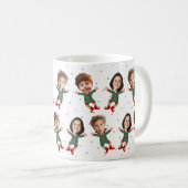 Personalized 3 Photos Face Funny Christmas Elf Kid Koffiemok (Voorkant rechts)