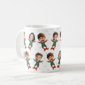 Personalized 3 Photos Face Funny Christmas Elf Kid Koffiemok (Voorkant links)