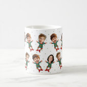 Personalized 3 Photos Face Funny Christmas Elf Kid Koffiemok (Center)
