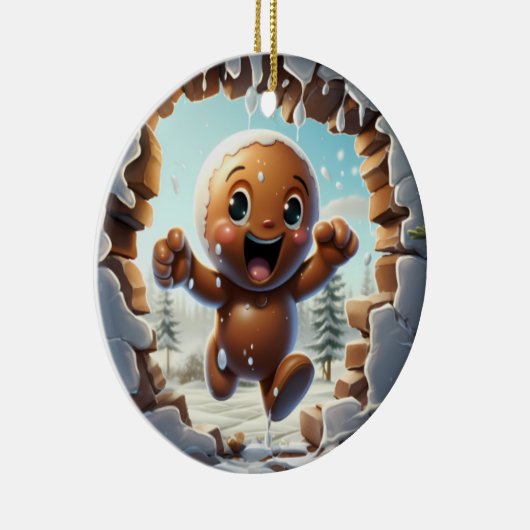 Personalized 3D Gingerbread Man Keramisch Ornament (Rechts)