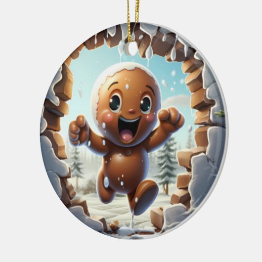Personalized 3D Gingerbread Man Keramisch Ornament (Links)