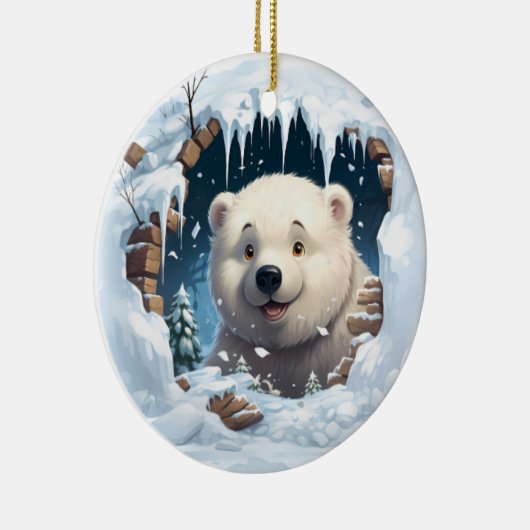 Personalized 3D Polar Bear  Keramisch Ornament (Rechts)