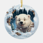 Personalized 3D Polar Bear  Keramisch Ornament (Voorkant)