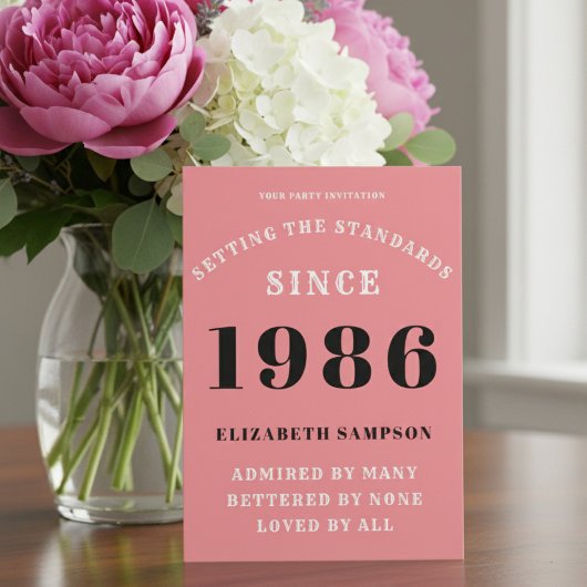 Personalized 40th Birthday 1986 Add Your Name Pink Kaart