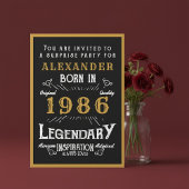 Personalized 40th Birthday 1986 Black Gold Legend Kaart