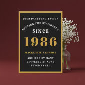 Personalized 40th Birthday 1986 Elegant Black Gold Kaart