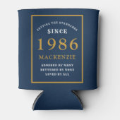 Personalized 40th Birthday 1986 Elegant Blue Gold Blikjeskoeler (Voorkant)