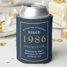 Personalized 40th Birthday 1986 Elegant Blue Gold