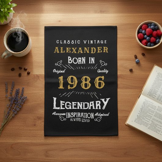 Personalized 40th Birthday 1986 Vintage Legend Theedoek
